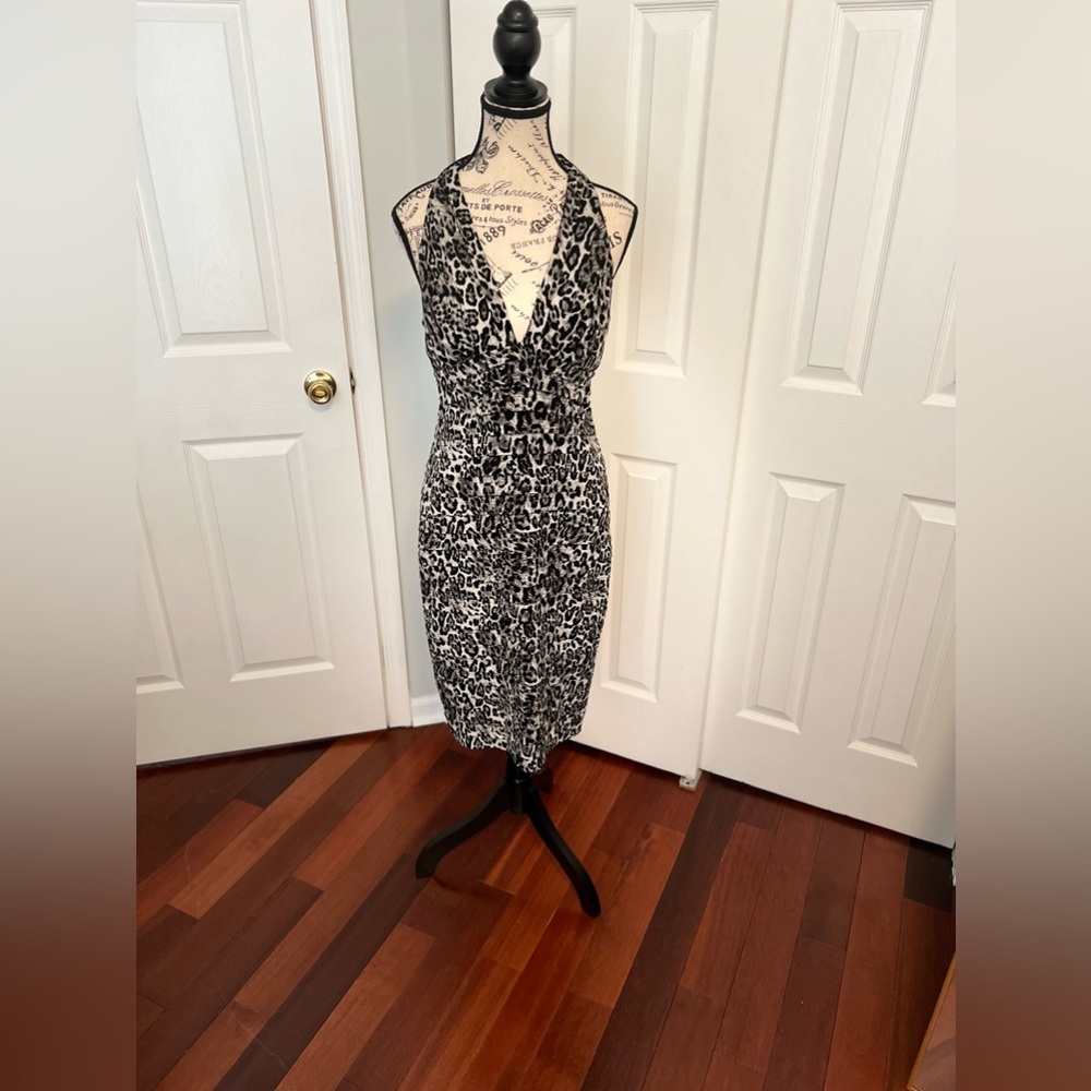 Leopard print halter dress.